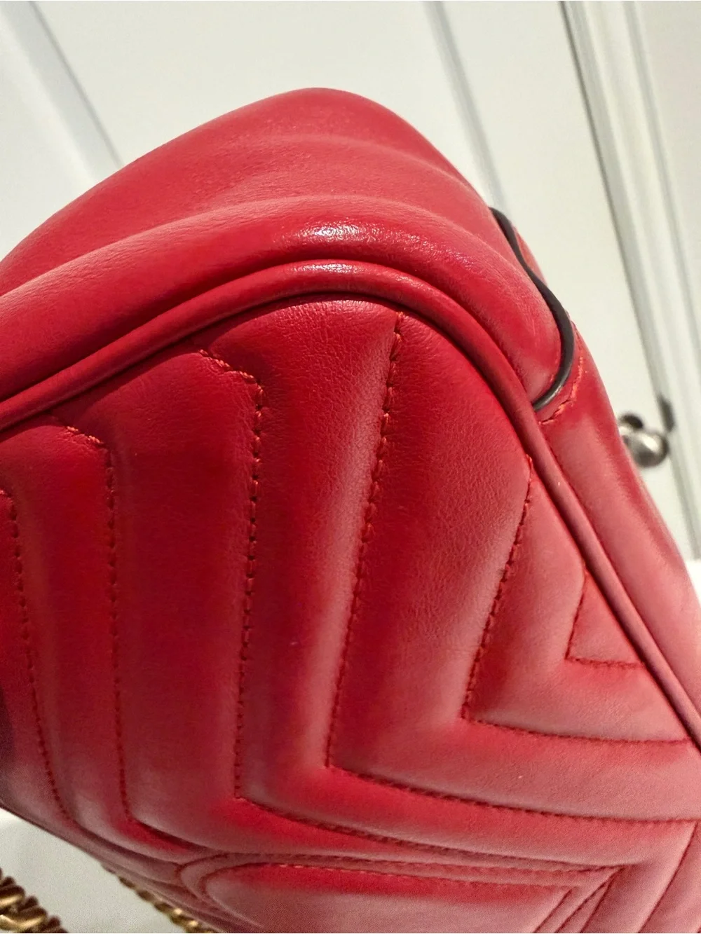 Gucci GG Marmont Small Matelassé Shoulder Bag – Red Leather